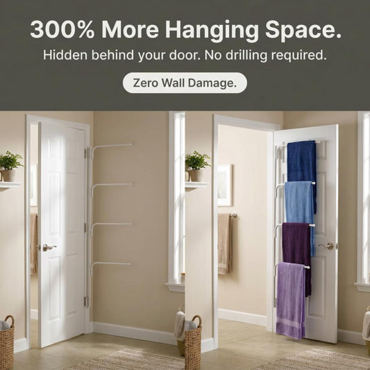 Household Essentials Hinge It gros plan d'une barre pivotante, permet séchage rapide