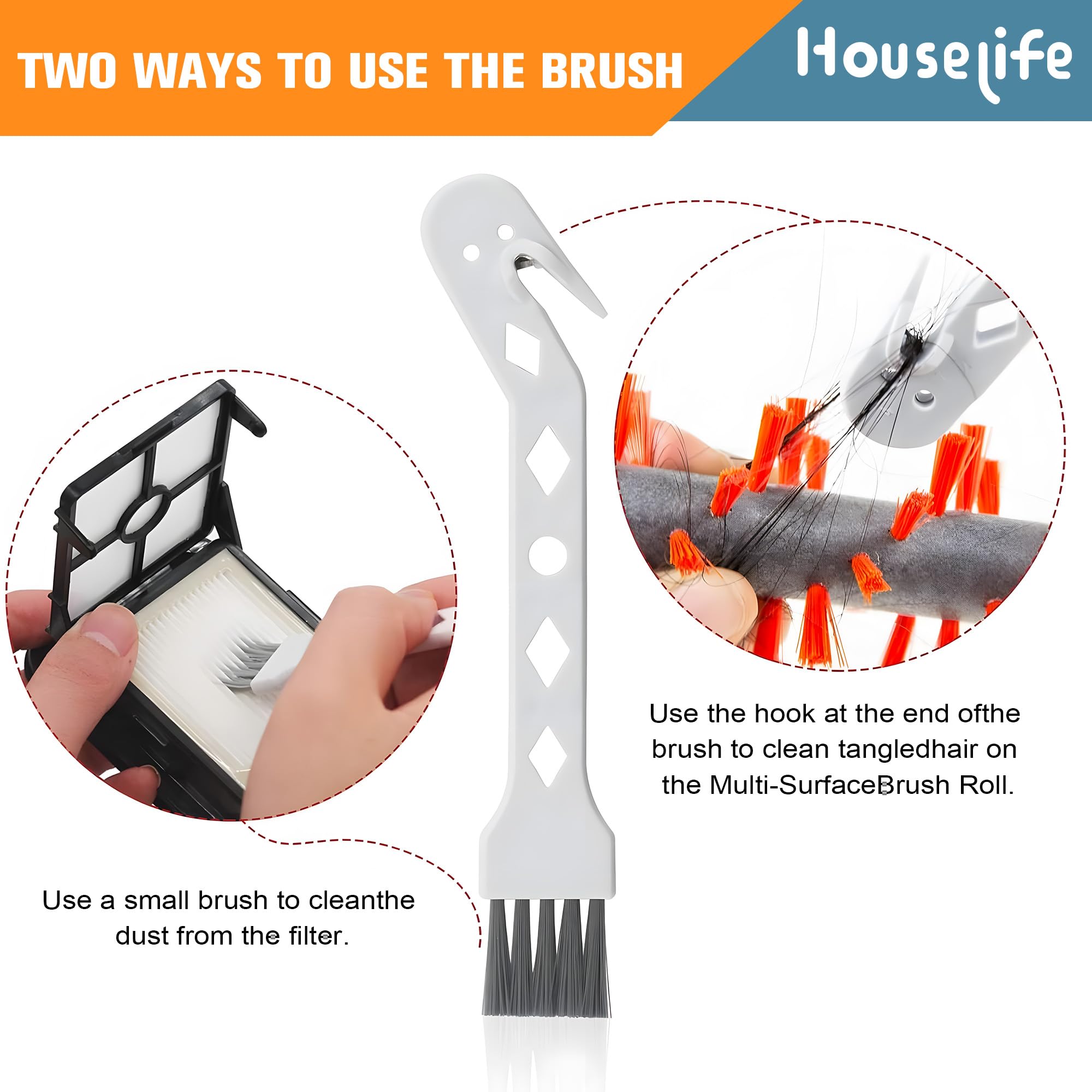 Houselife outil nettoyage détail pour retirer cheveux, entretien facile et rapide
