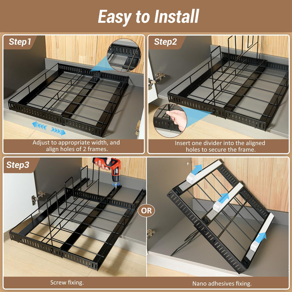Housolution organiseur installé dans un meuble illustrant l'utilisation pratique