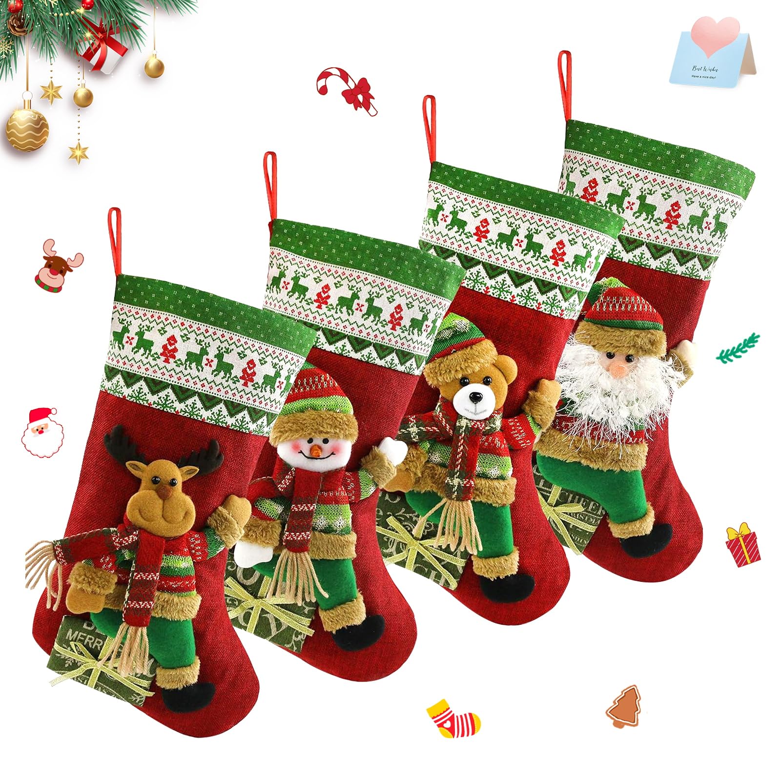 Houwsbaby chaussette de Noël face, décoration festive prête à suspendre