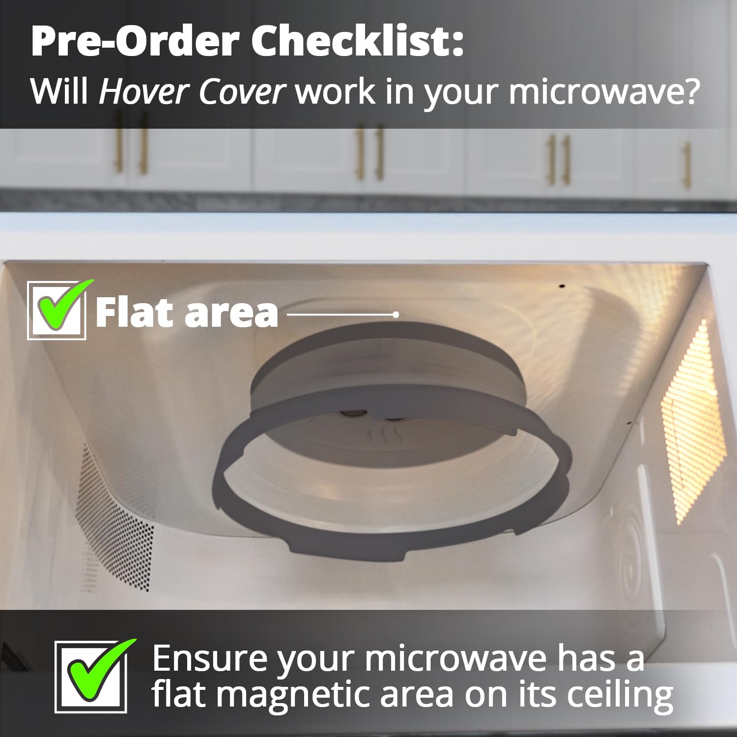 HOVER COVER fixé au plafond magnétique du micro-ondes pour un rangement instantané