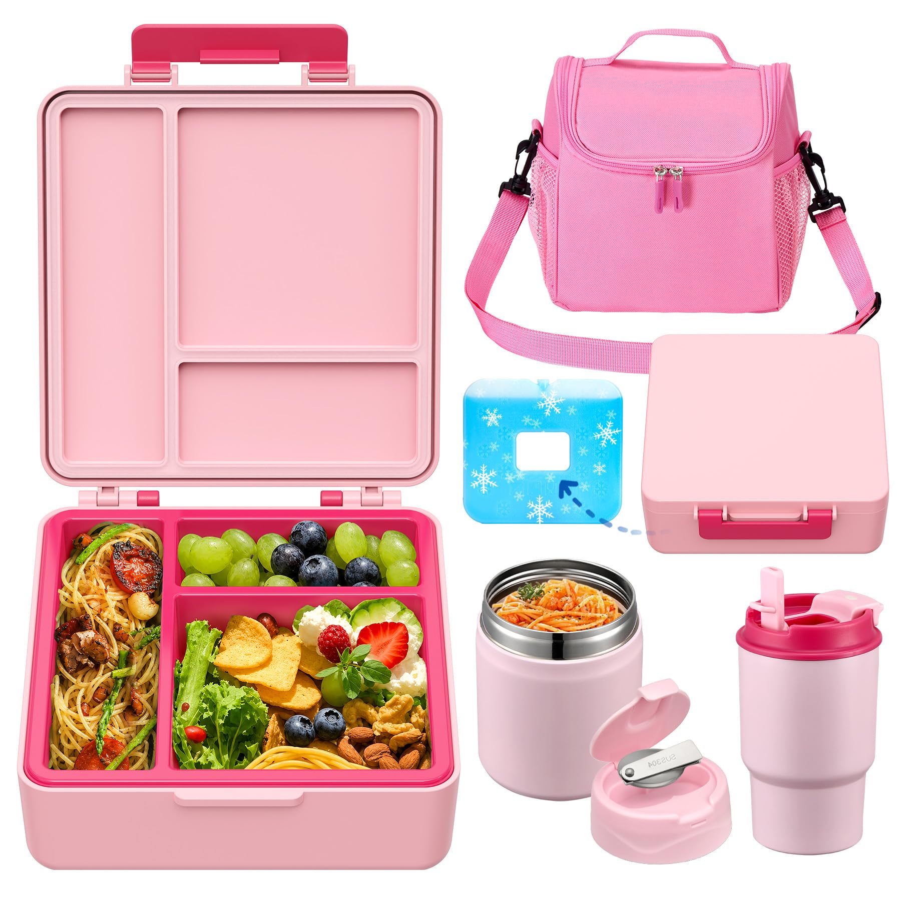 Howeemo boîte bento rose vue frontale montrant étanchéité et design pratique