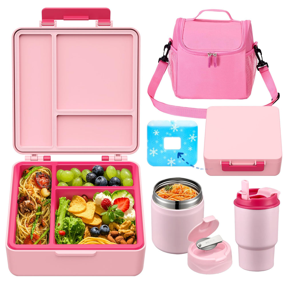 Howeemo boîte bento rose vue frontale montrant étanchéité et design pratique
