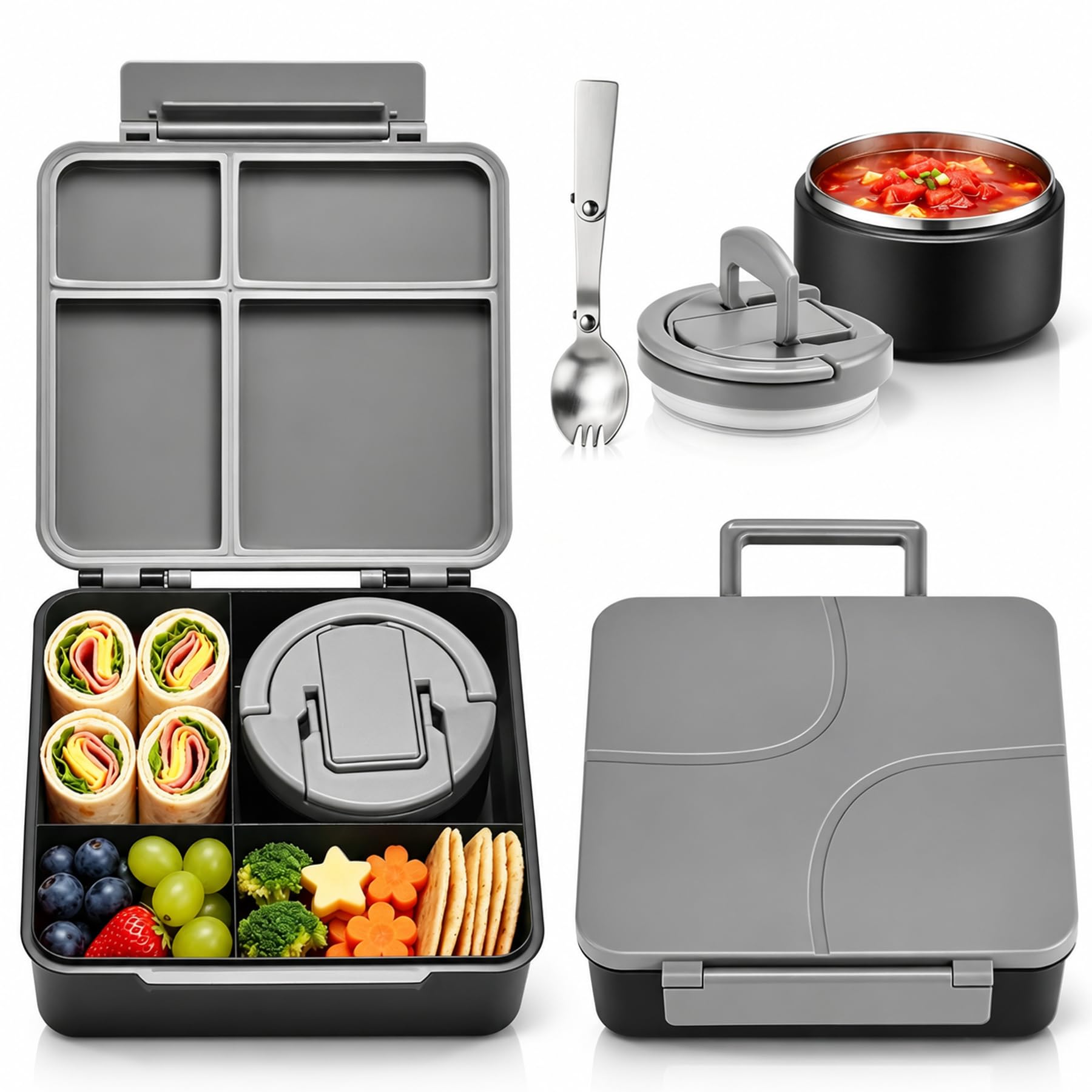 Howeemo boîte bento vue de face montrant étanchéité et design pratique