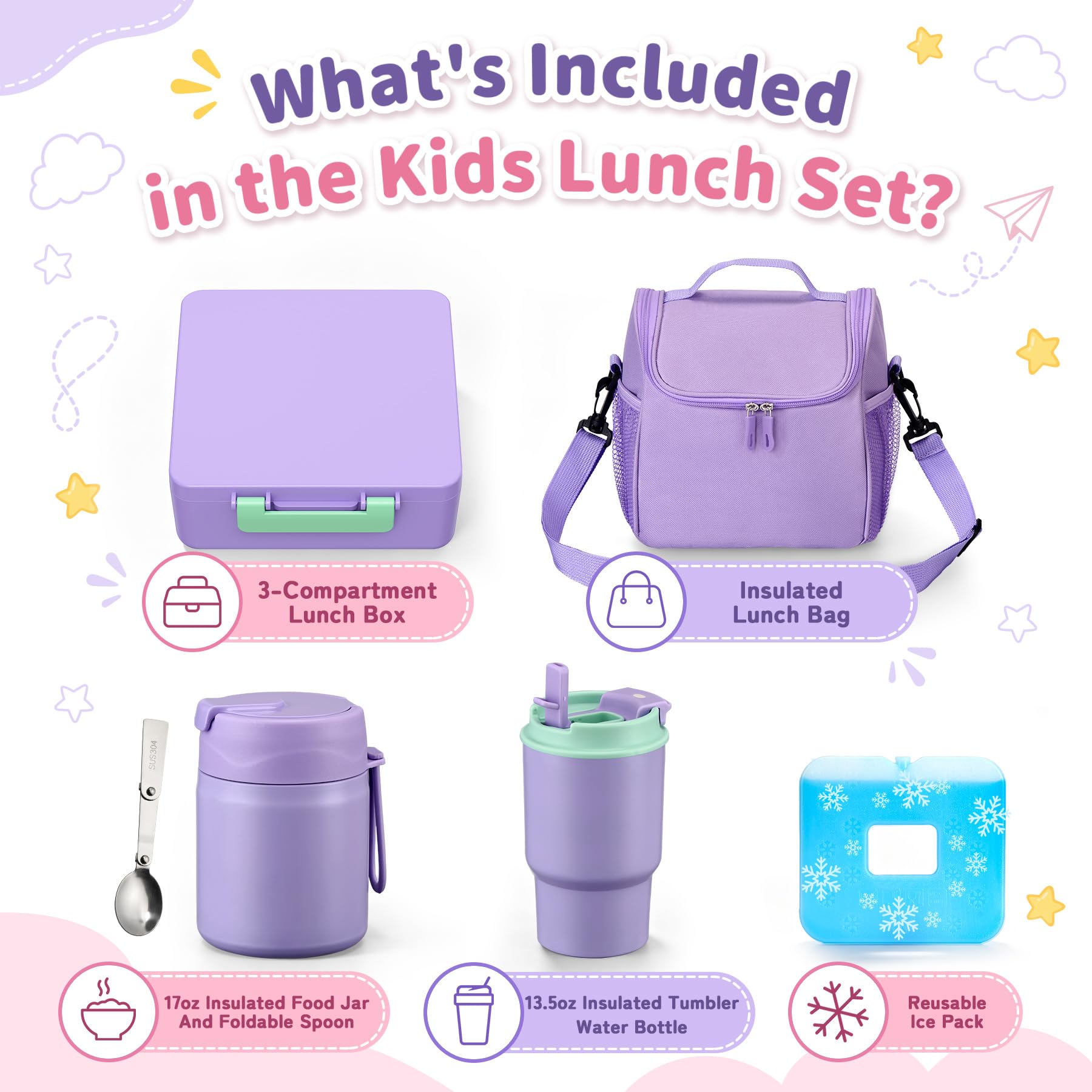 Howeemo intérieur bento avec 3 compartiments gardant repas séparés