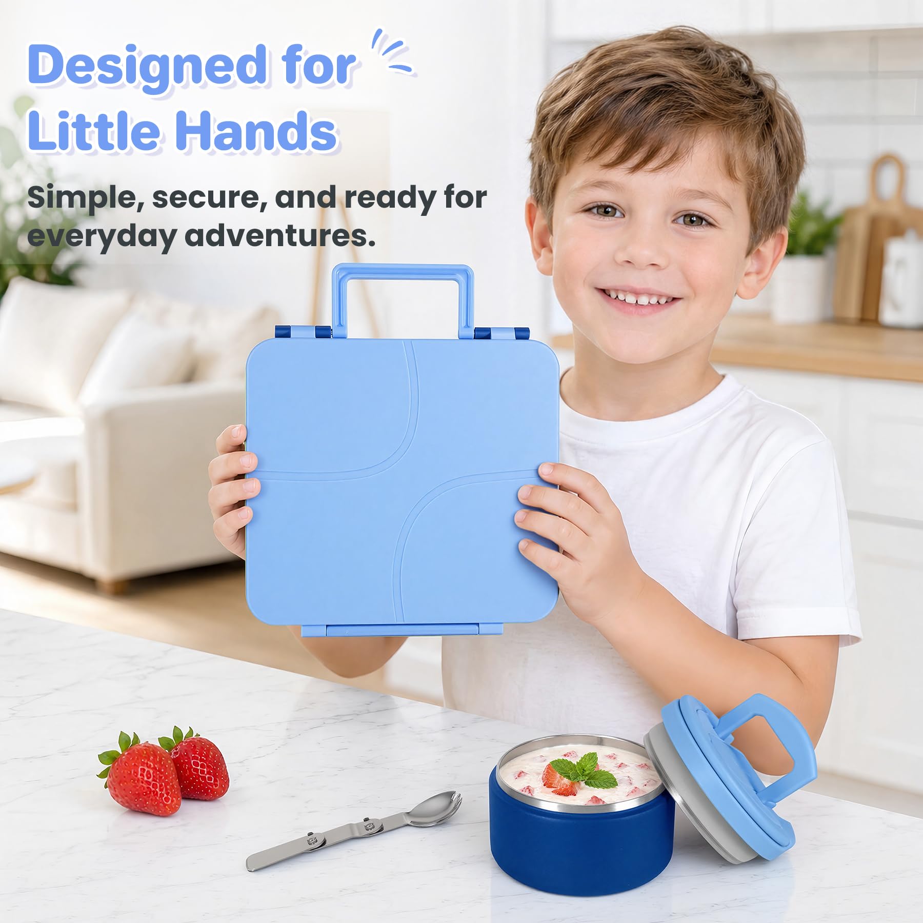 Howeemo intérieur à quatre compartiments pour séparer goûter et plat principal