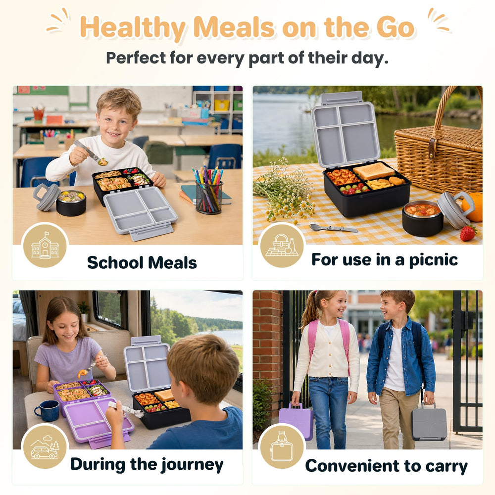 Howeemo lunchbox en situation scolaire montrant transport facile et sécurité