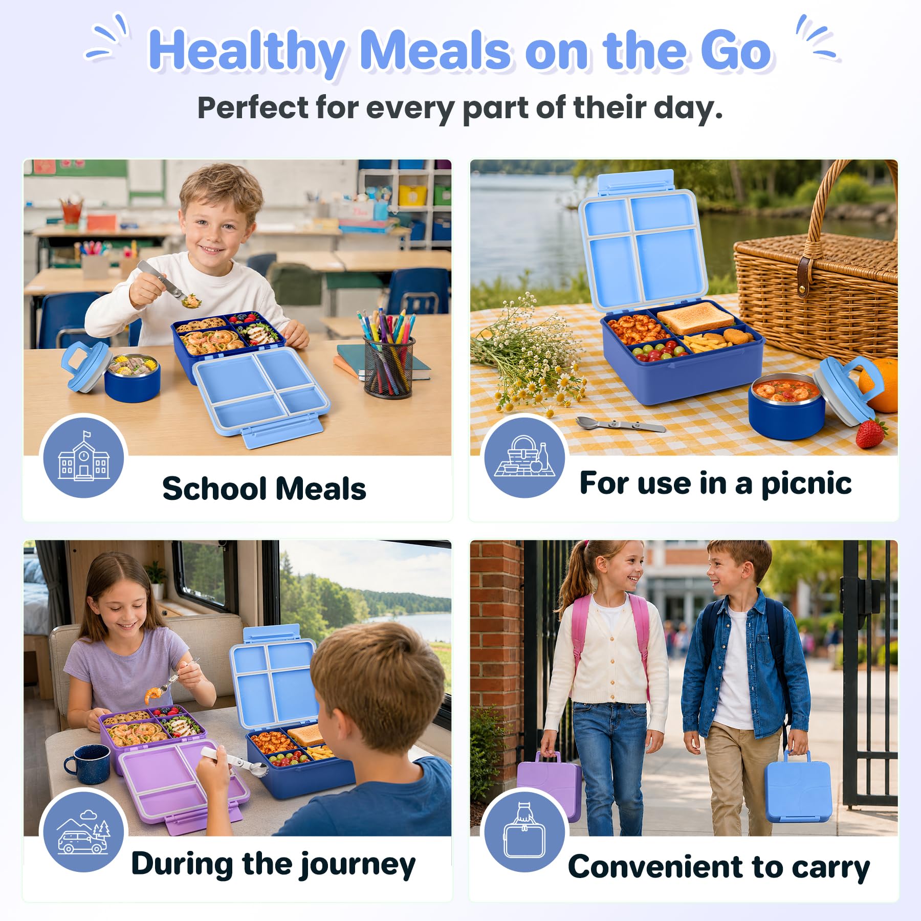 Howeemo lunch box dans un sac à dos d'école, transport sans fuite
