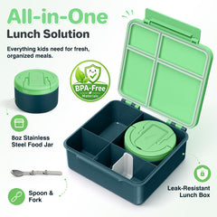 Howeemo bento ouvert avec quatre compartiments, organisation des repas
