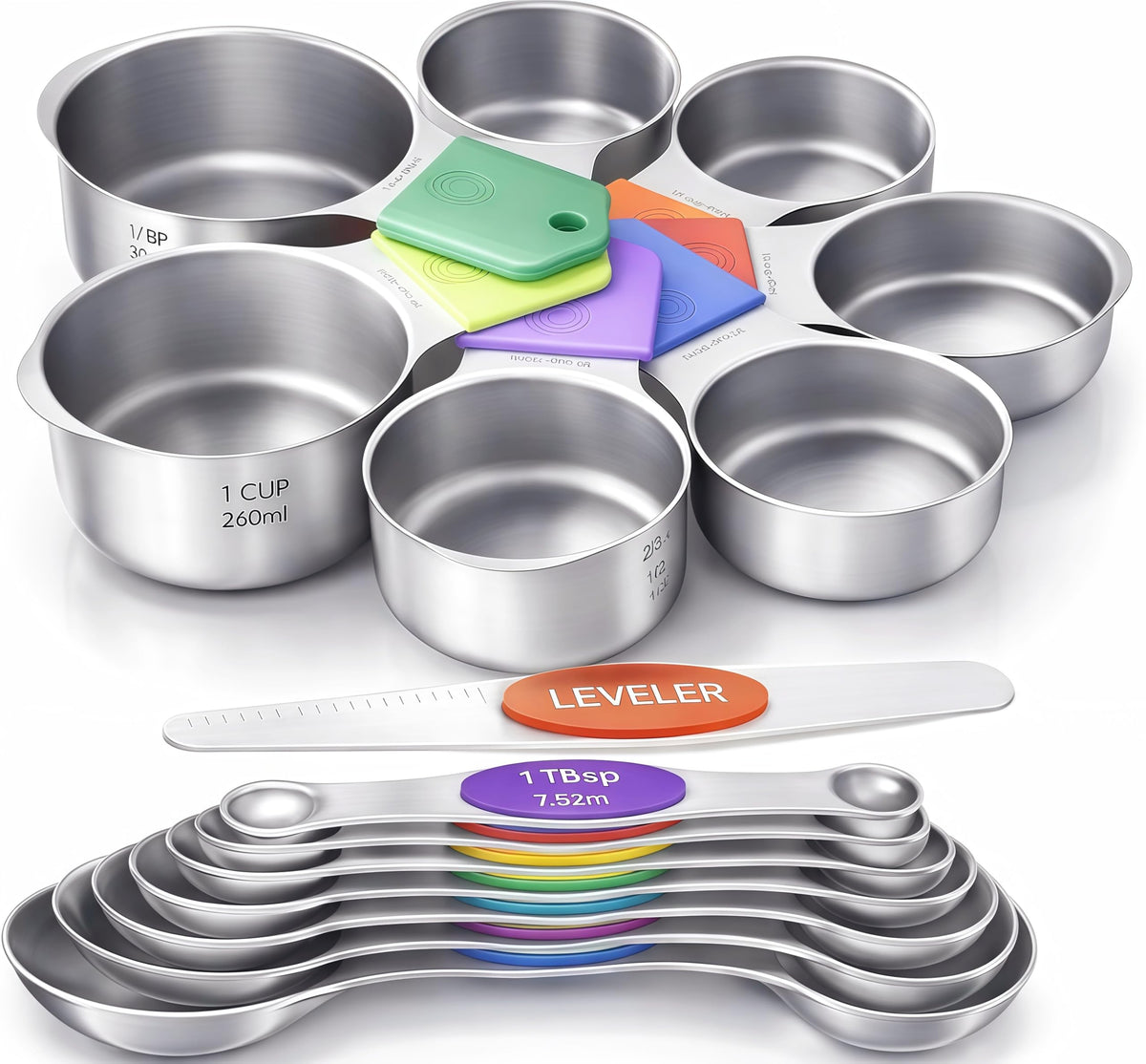 howgoody ensemble face avant montrant toutes les tasses et cuillères, organisation pratique