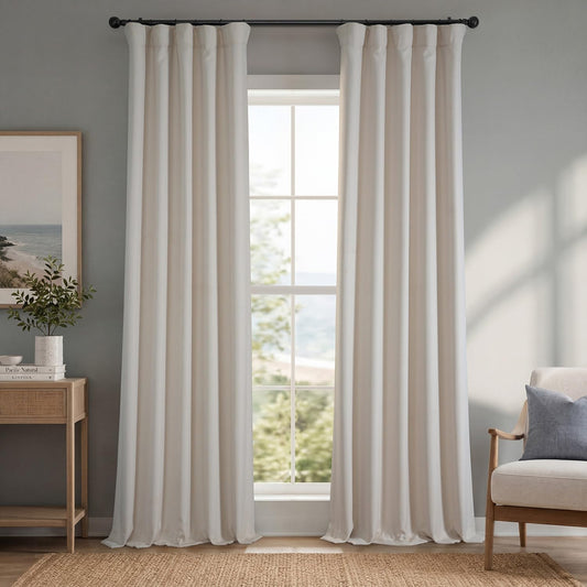 HPD Half Price Drapes panneau Birch Taupe visible frontal apportant élégance