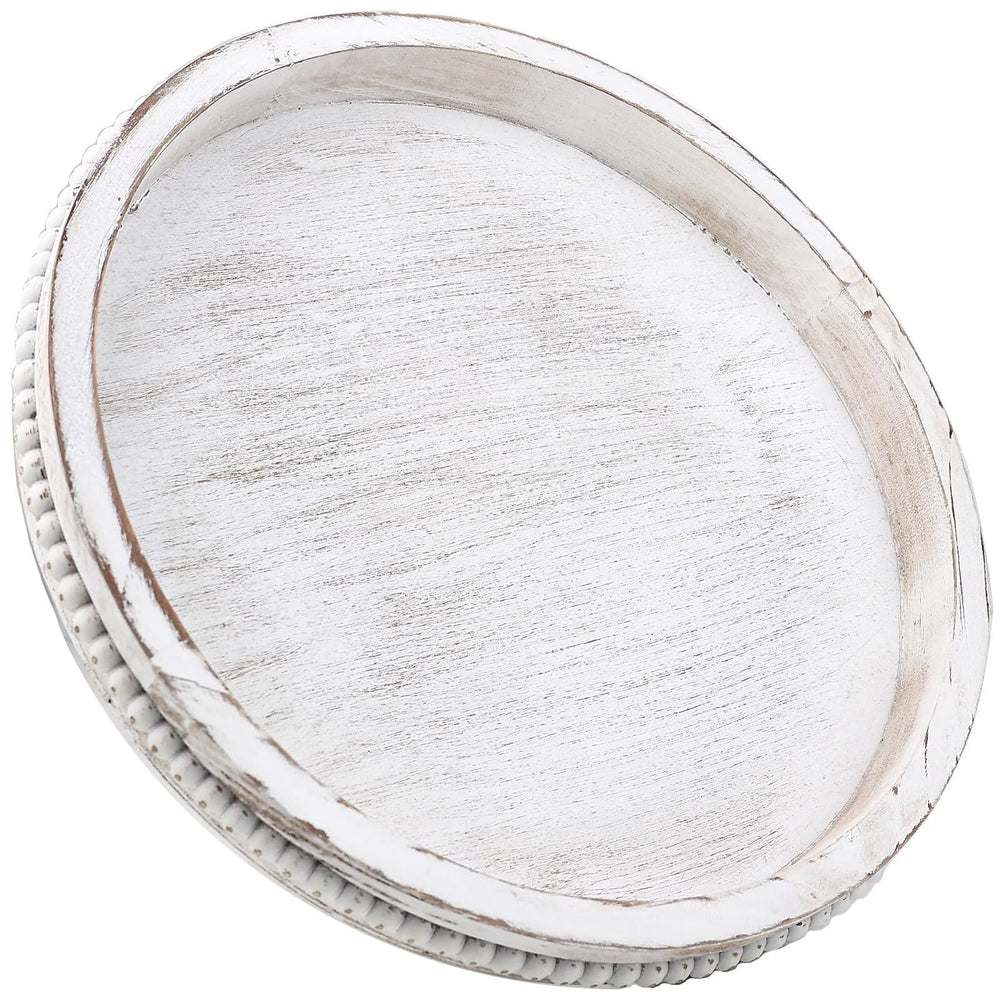 Hrastany plateau rond face montrant finition blanchi et design élégant