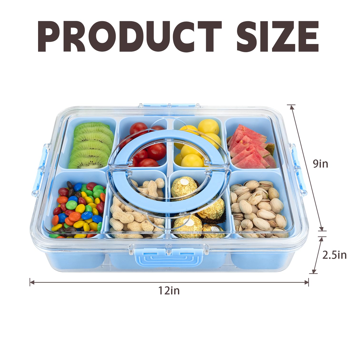 HRXFOZ vue plongeante montrant les 8 compartiments organisés pour snacks variés