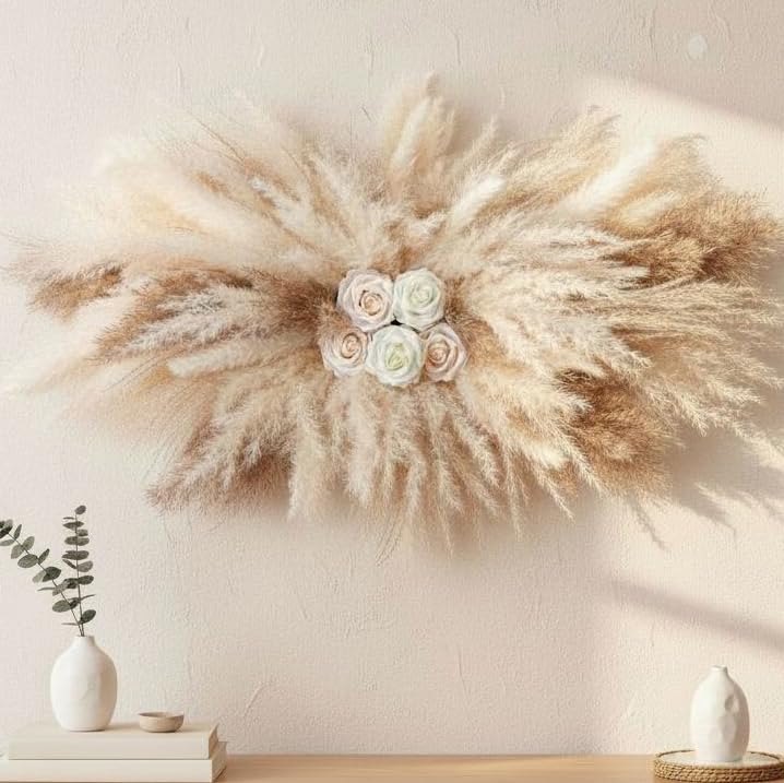 HUASHIYE kit complet pampas et roses pour un montage facile