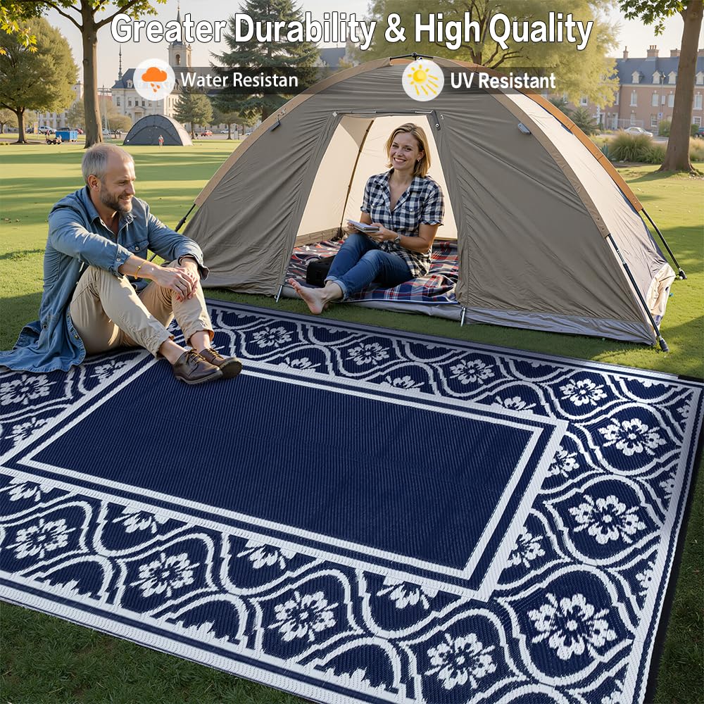 HUGEAR tapis posé sur patio avec mobilier, crée un coin extérieur accueillant