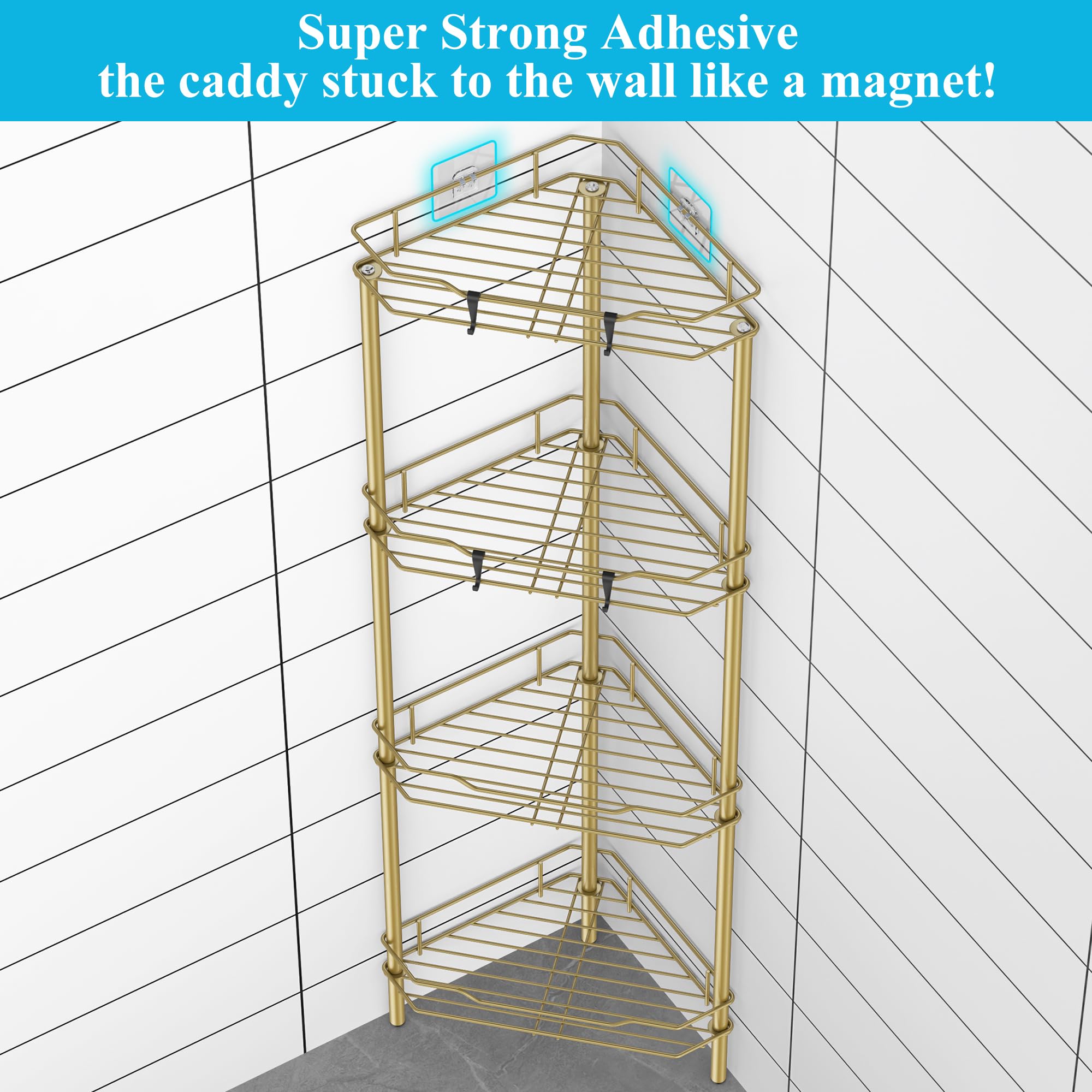 HuggieGems étagère en angle installée sans perçage pour gain pratique