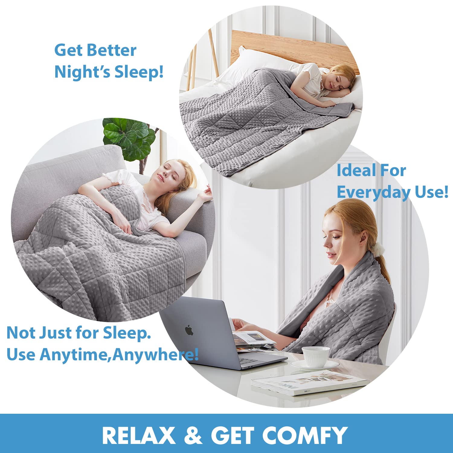 Huloo Sleep couverture en usage sur canapé, relax immédiat