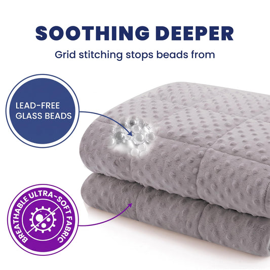 Huloo Sleep gros plan tissu minky visible, douceur et confort tactile