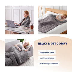 Huloo Sleep couverture utilisée sur un canapé montrant détente et polyvalence