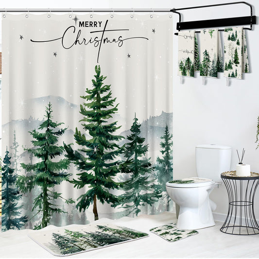 HunnmingRe rideau de douche devant, motif sapin vert, apporte ambiance festive