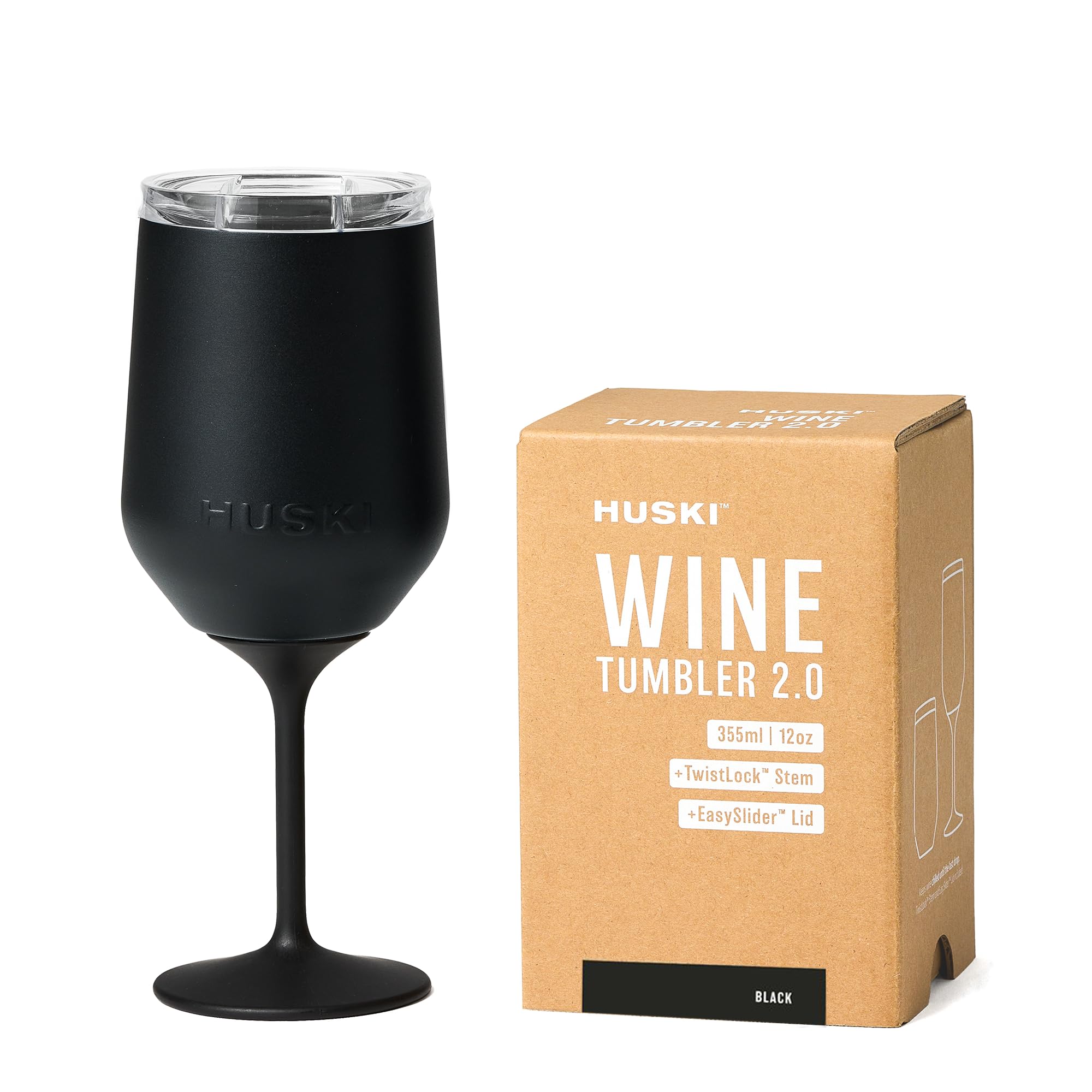 Huski verre avant noir montrant finition élégante et isolation