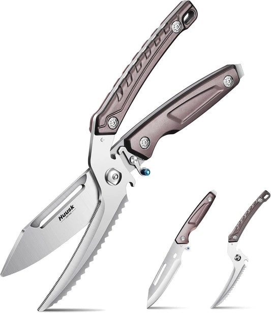 Huusk ciseaux face avant montrant design brun robuste et finition qualité
