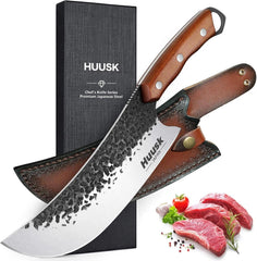 Huusk couteau de boucherie face avant montrant la lame robuste et performance