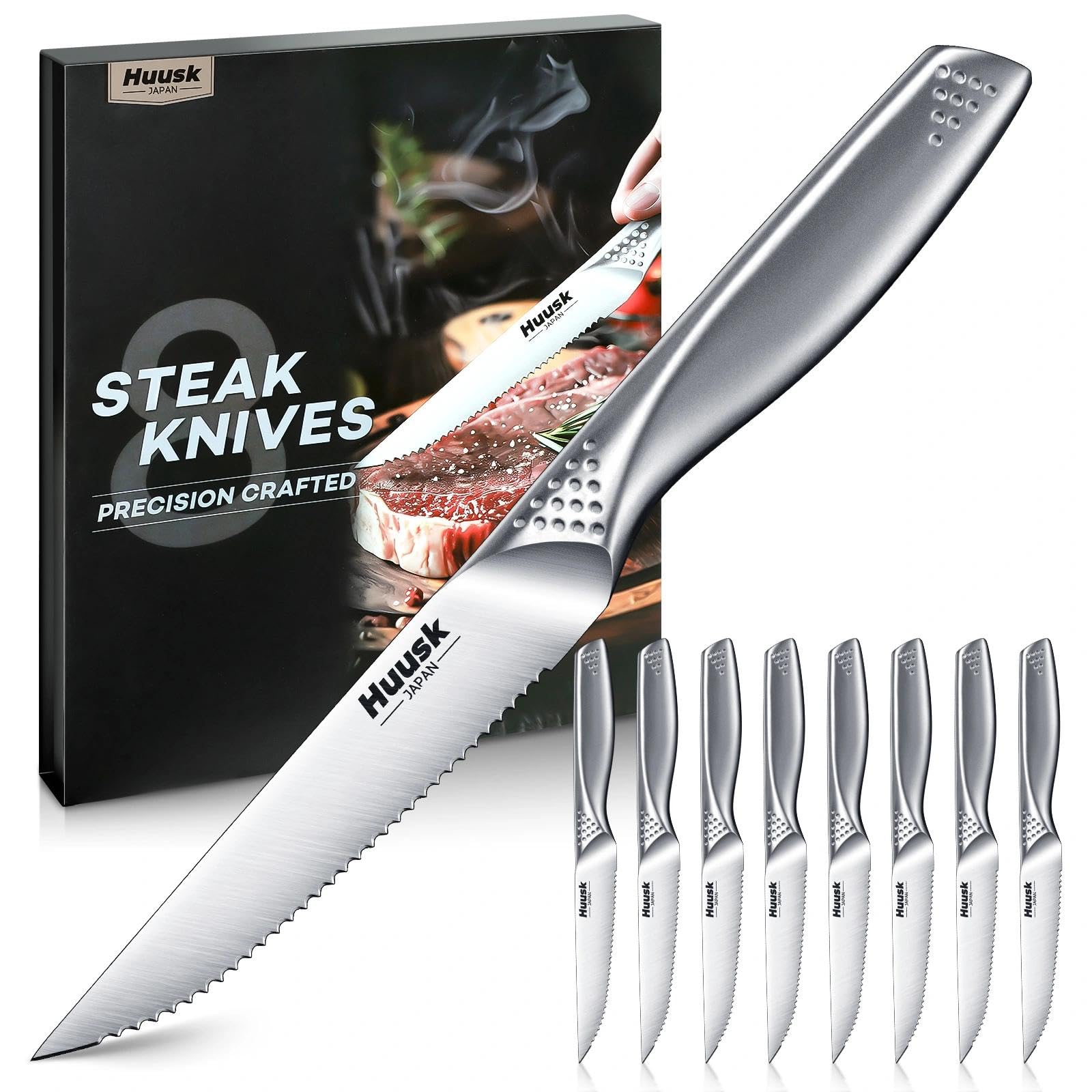 Huusk couteau steak face avant montrant design élégant et performance
