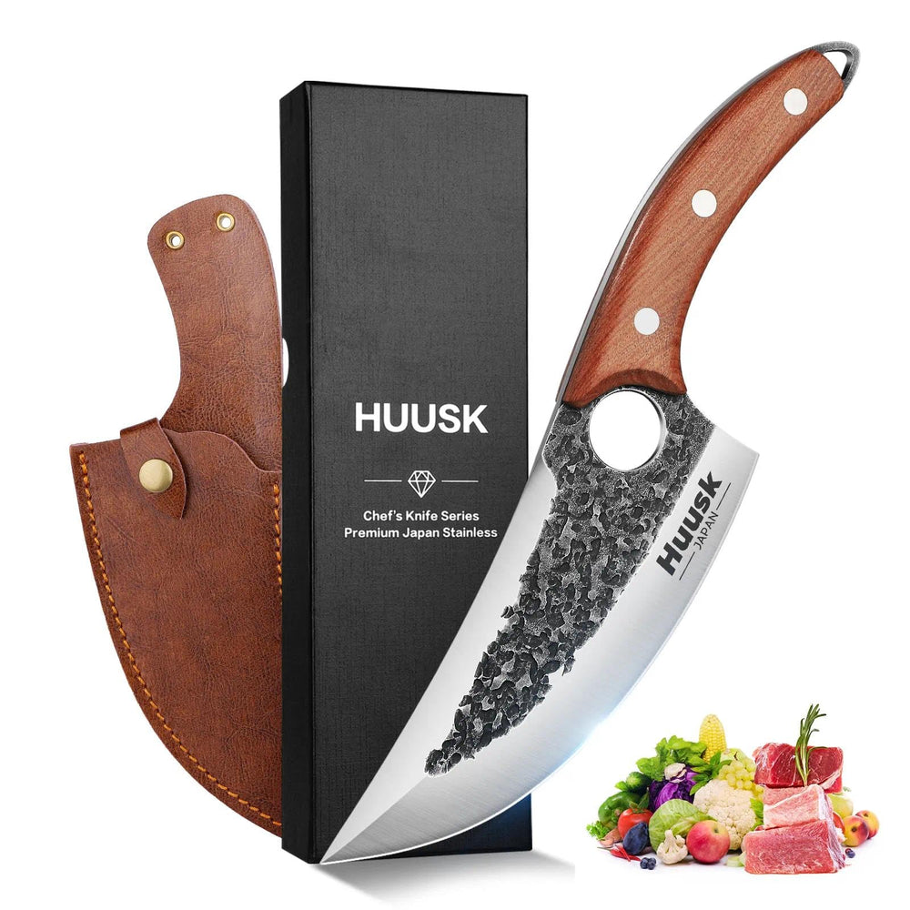 Huusk packaging du couteau viking montrant la boîte et l’emballage premium
