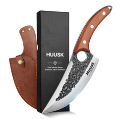Huusk vue avant avec étui et coffret montrant sécurité et présentation