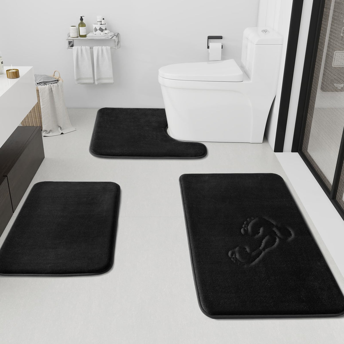 HUXMEYSON tapis devant douche en velours pour confort immédiat