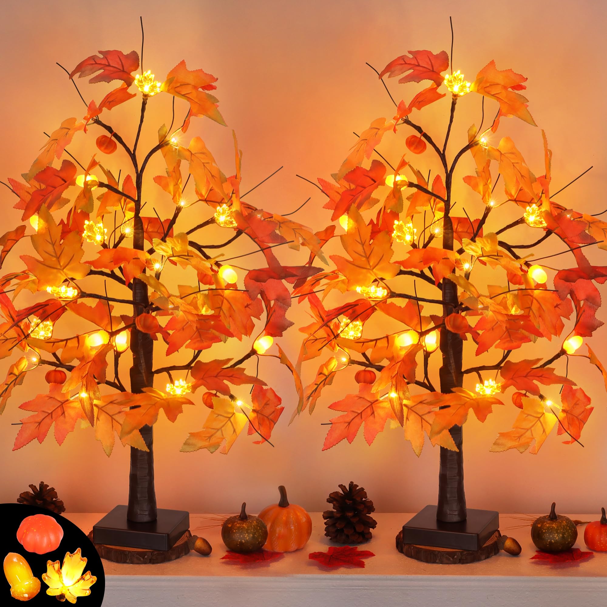 Huyamap arbre érable 24 pouces face pour centre de table chaleureux