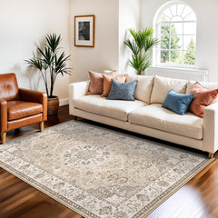 HY HAO YUN LAI vue avant du tapis beige 4x6, style ferme élégant et discret