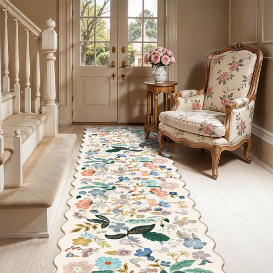 HY HAO YUN LAI vue face avant du tapis 2x8 crème pour entrée élégante