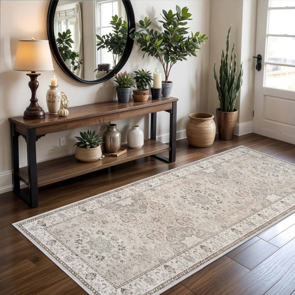 HY HAO YUN LAI vue avant du tapis runner beige montrant élégance et protection