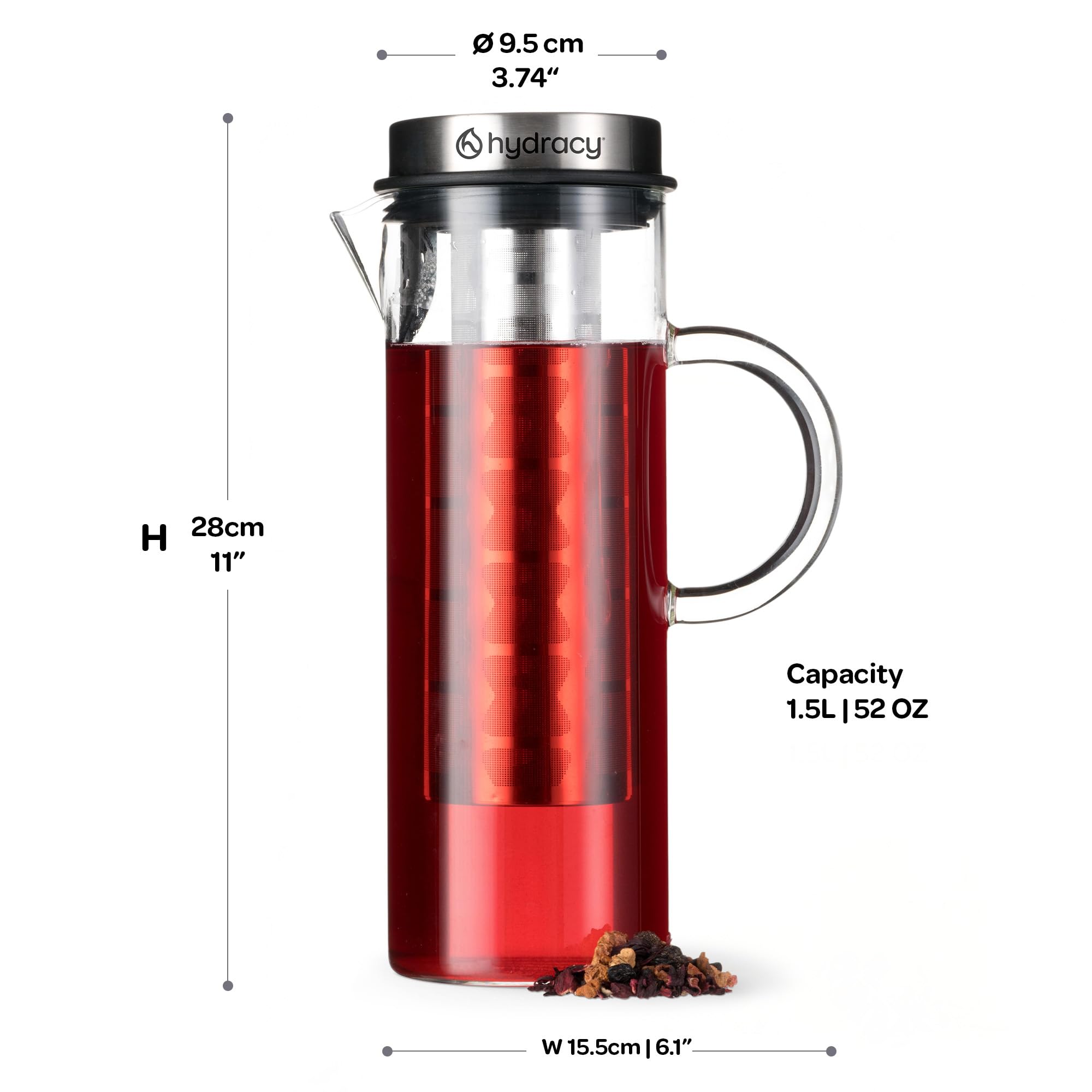 Hydracy comparaison taille, montre capacité 52oz et proportion pour frigo
