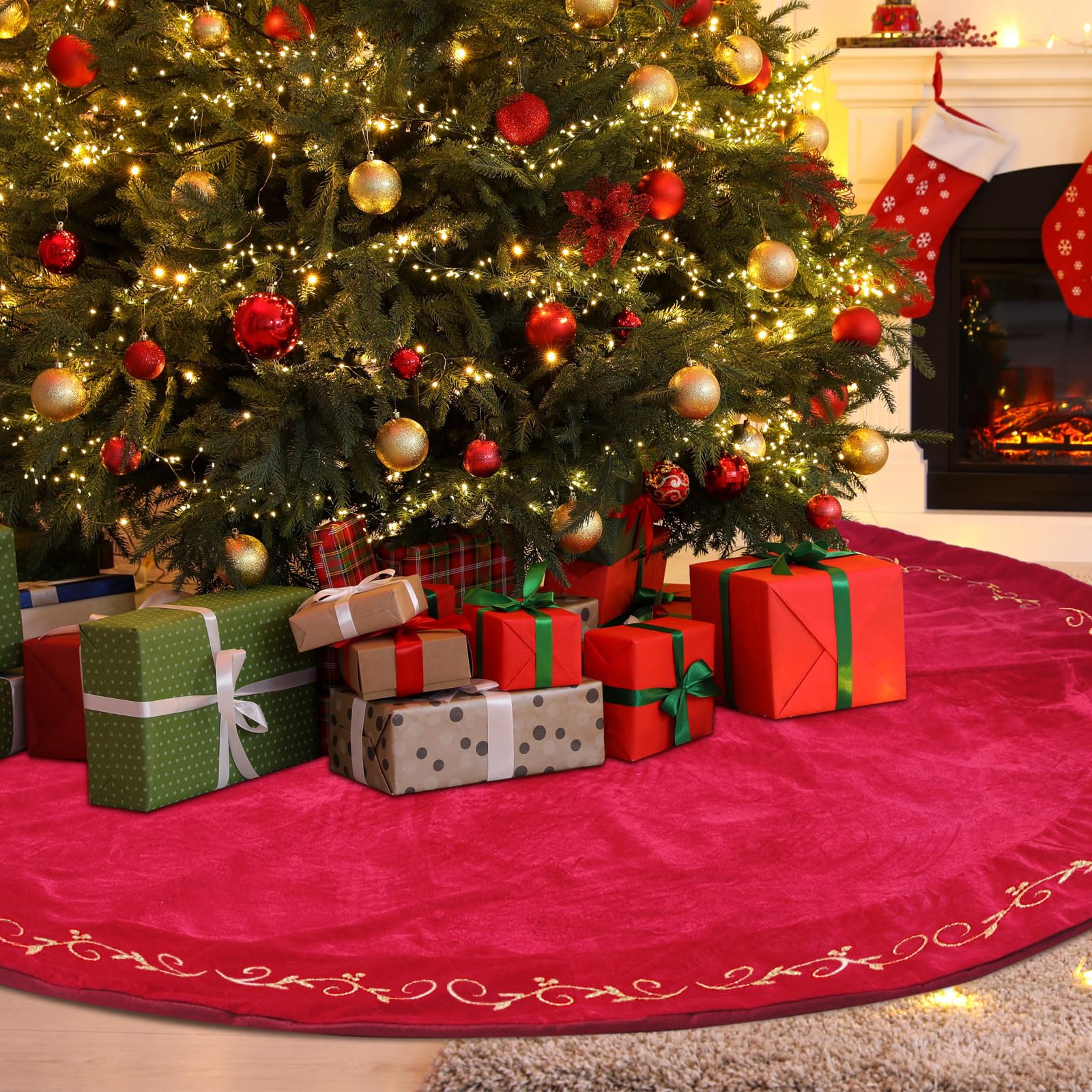 HyDren jupe de sapin face pleine couvrant un grand pied et valorisant le décor