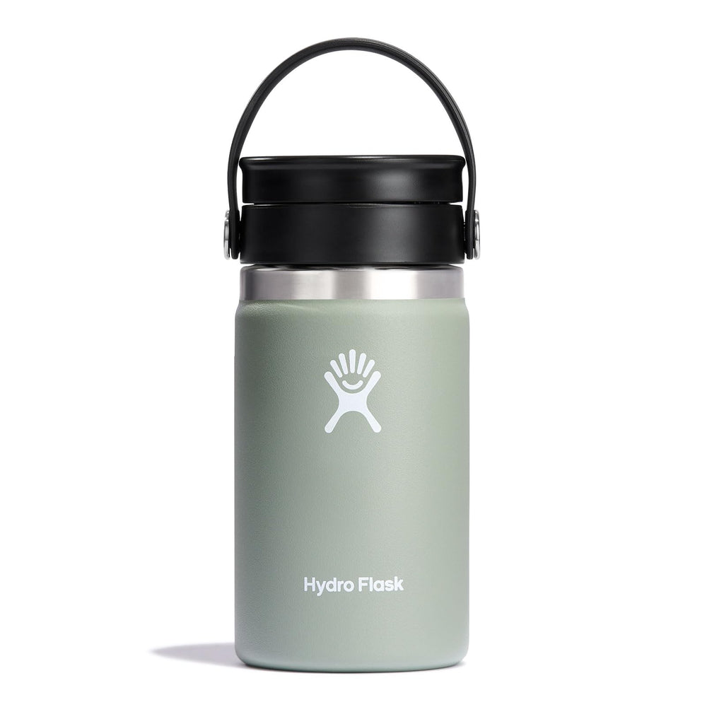 Hydro Flask 12 oz Agave montrant le bouchon Flex Sip, étanche et maintien de température