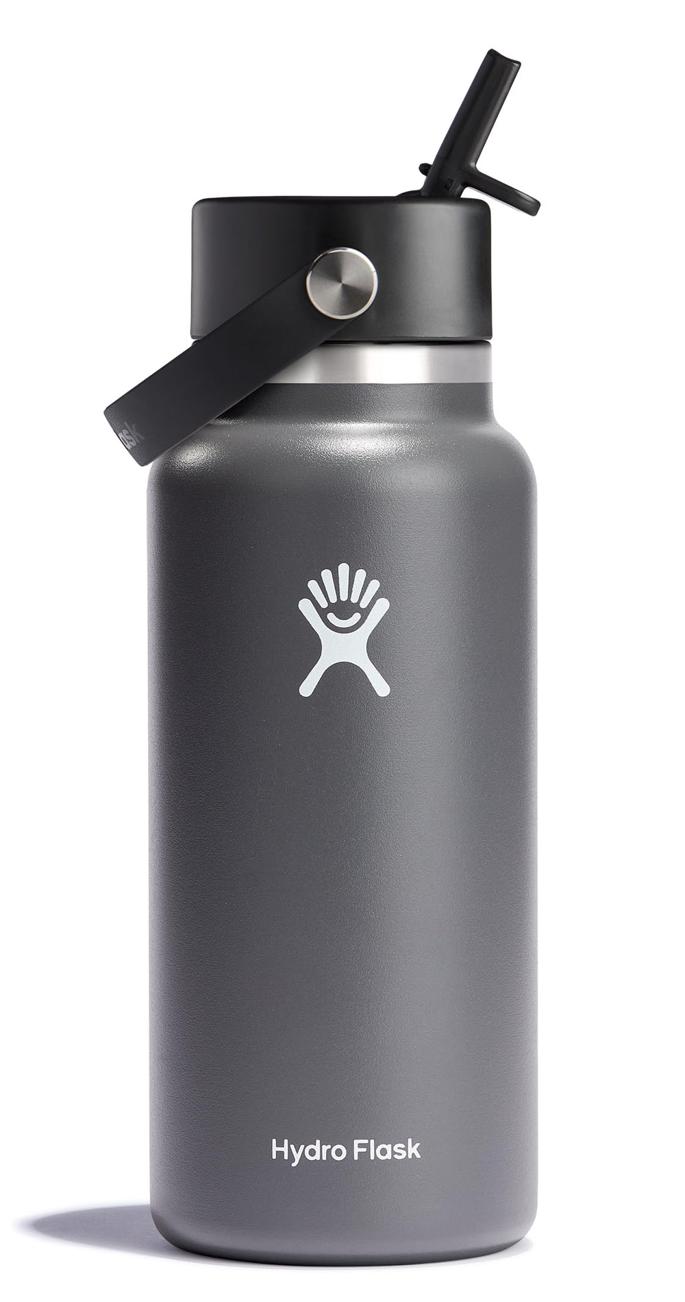 Hydro Flask vue de face montrant la bouteille et la capacité 32 oz, idéale pour toute la journée