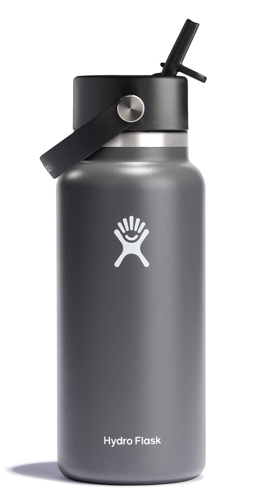 Hydro Flask vue de face montrant la bouteille et la capacité 32 oz, idéale pour toute la journée