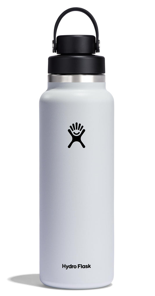 Hydro Flask vue de face, design blanc et maintien de la fraîcheur