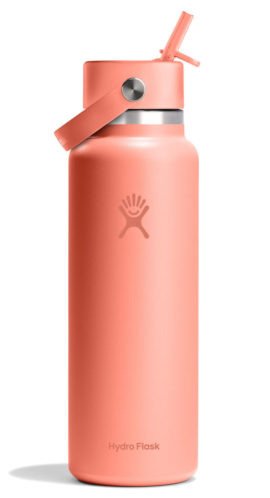 Hydro Flask vue frontale 40 oz Sunglow montrant la couleur vive et le design durable