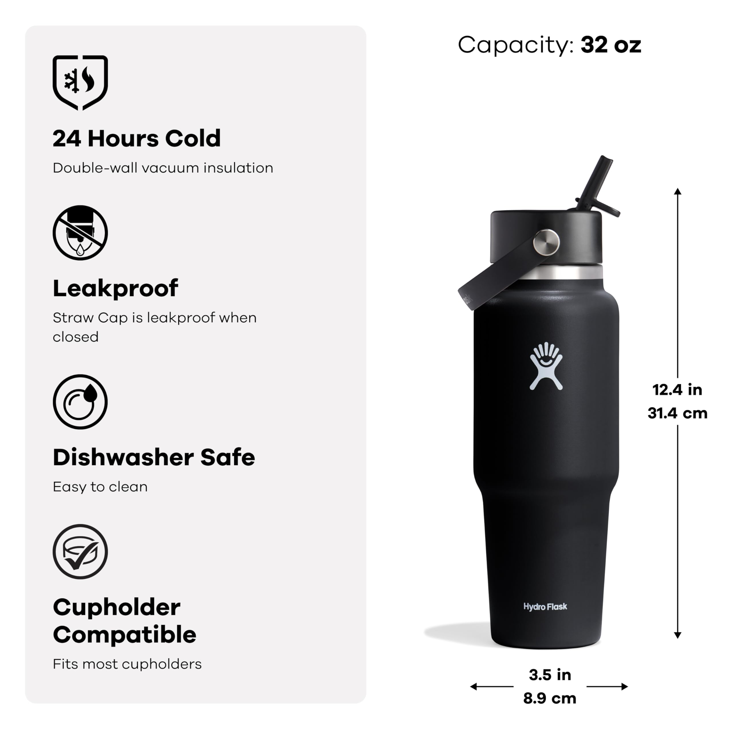Hydro Flask bouchon démonté prêt pour lave-vaisselle, nettoyage aisé
