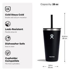 Hydro Flask couvercle à paille flexible en gros plan facilitant la boisson