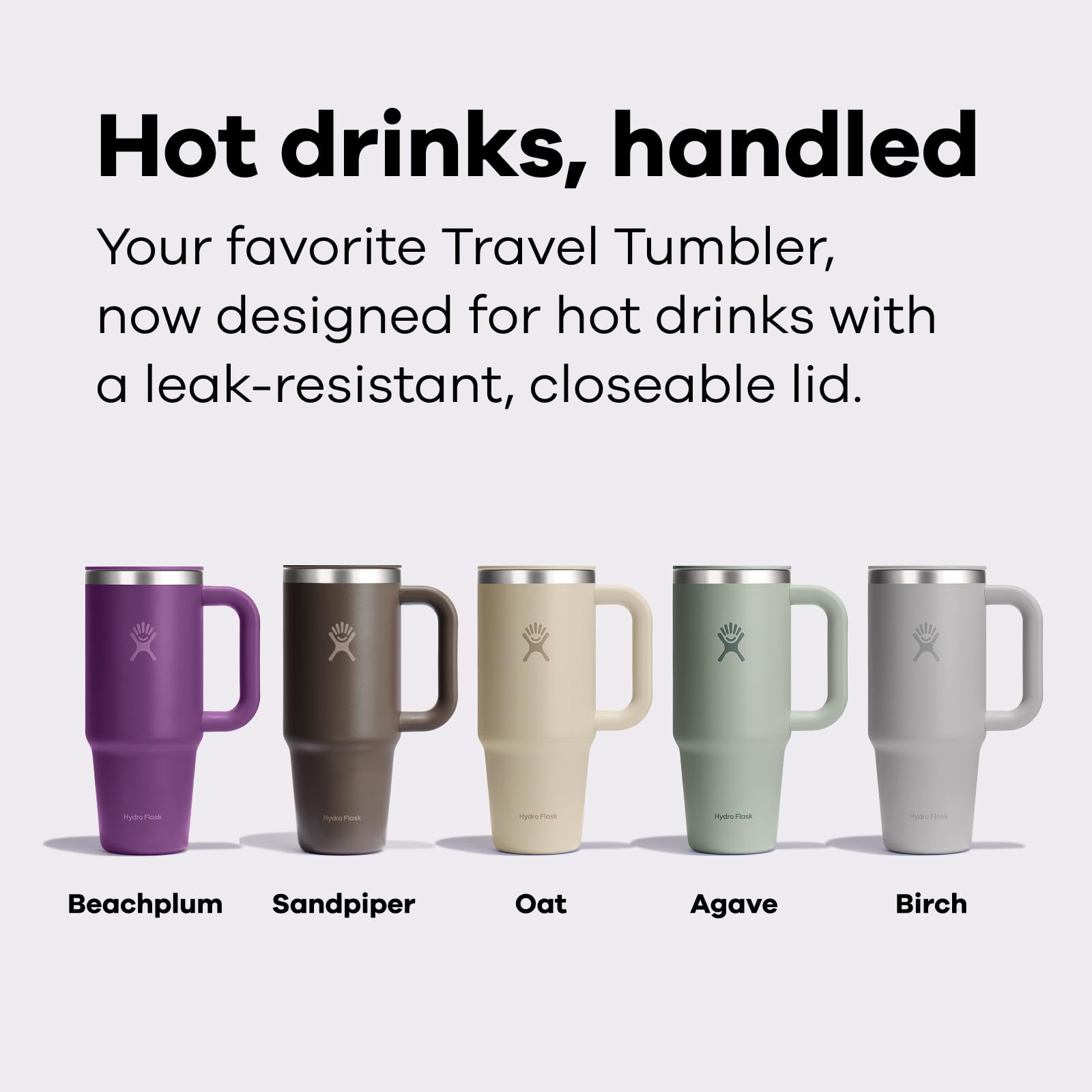 Hydro Flask couvercle press-in refermable montrant la fonction antifuite pratique