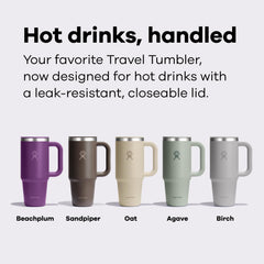 Hydro Flask couvercle press-in refermable montrant la fonction antifuite pratique