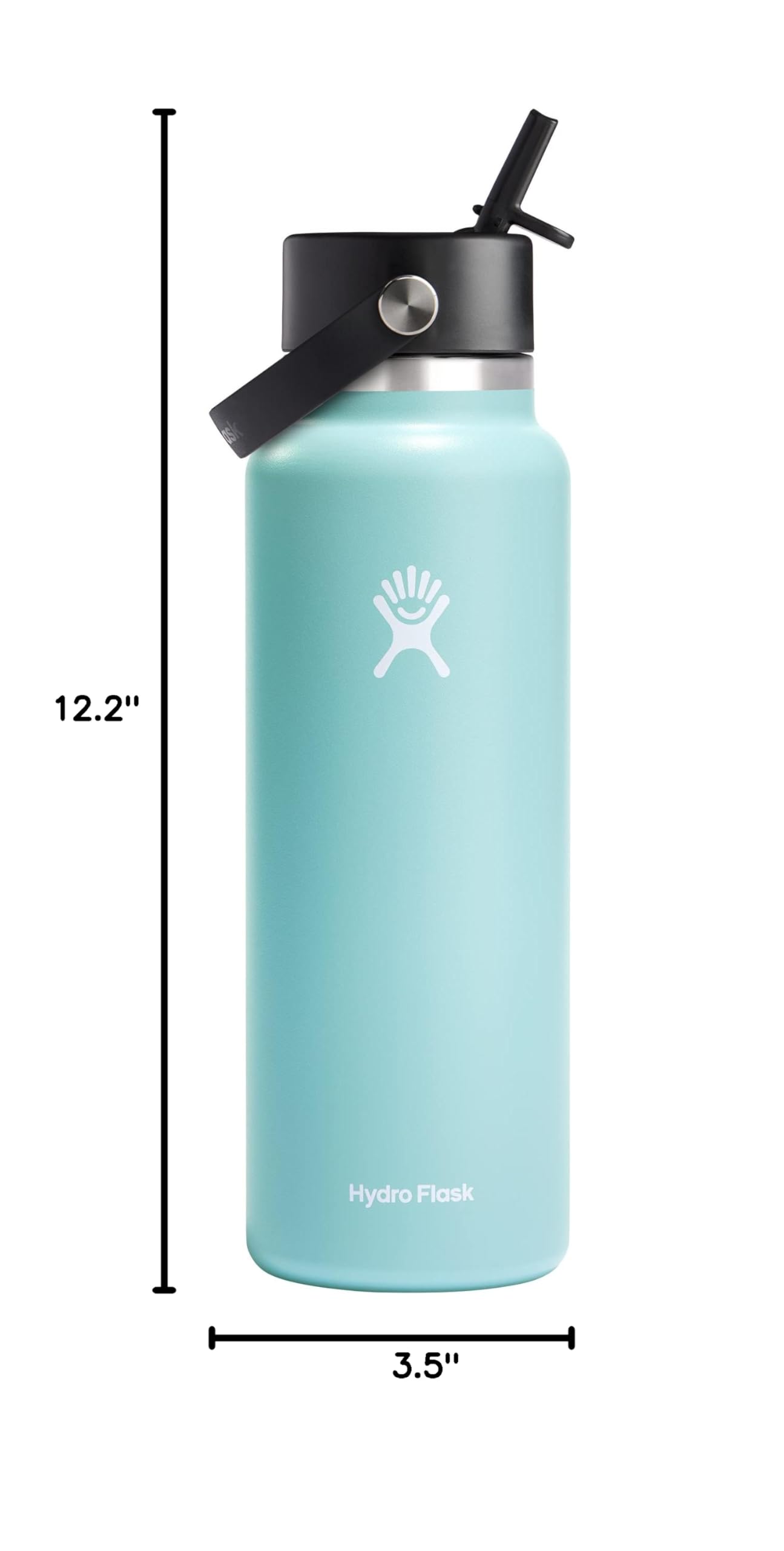 Hydro Flask gros plan sur le bouchon Flex Straw fermé montrant l'étanchéité et l'usage facile