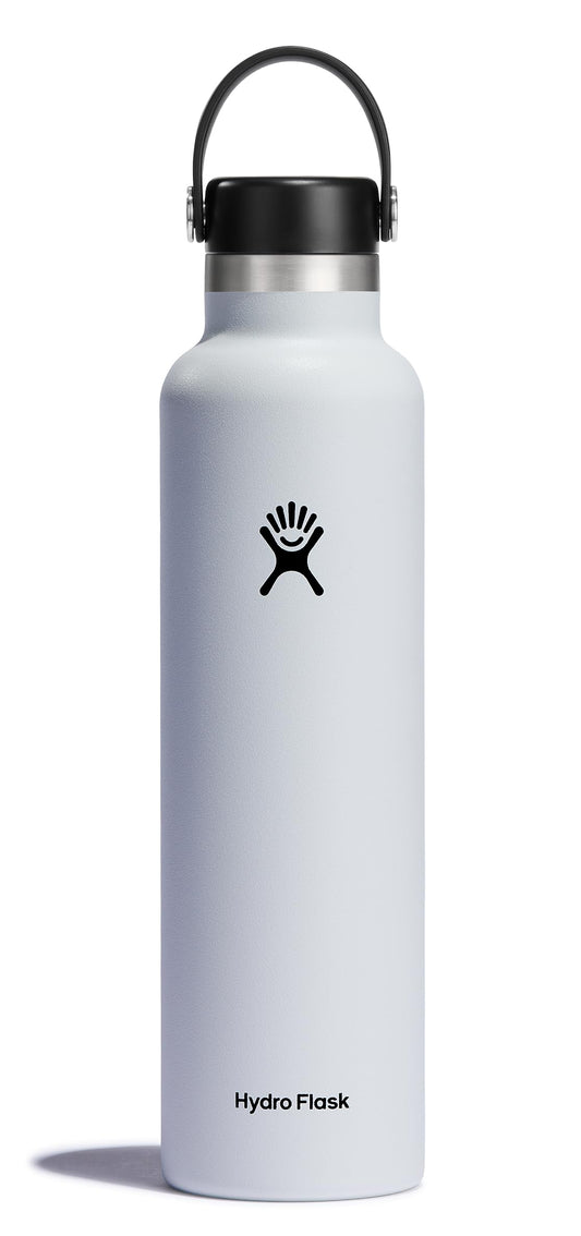 Hydro Flask face avant 24 oz blanche montrant design et praticité