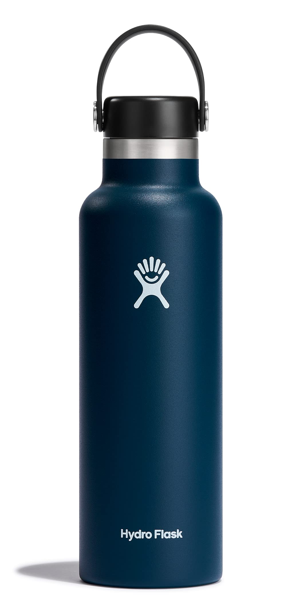 Hydro Flask face avant indigo montrant design et solidité