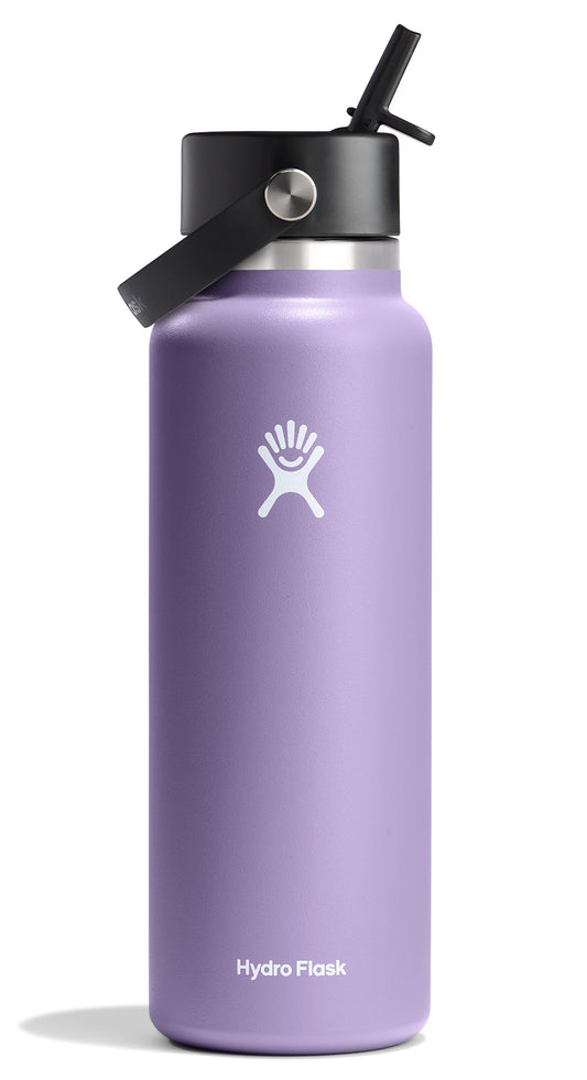 Hydro Flask vue de face Moonshadow montrant la silhouette et le bouchon, durable et isolante